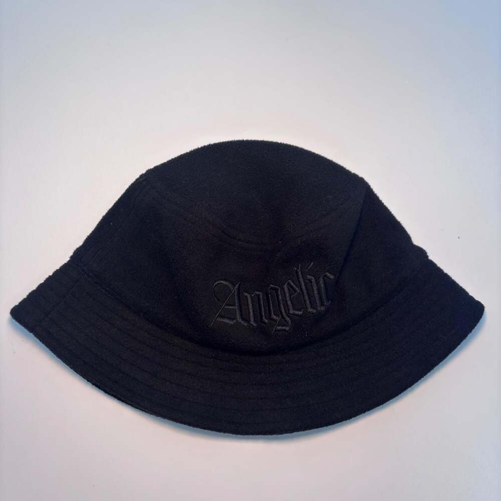 H&M Divided Angelic Black Bucket Hat XS/S Gothic Embroidered Streetwear